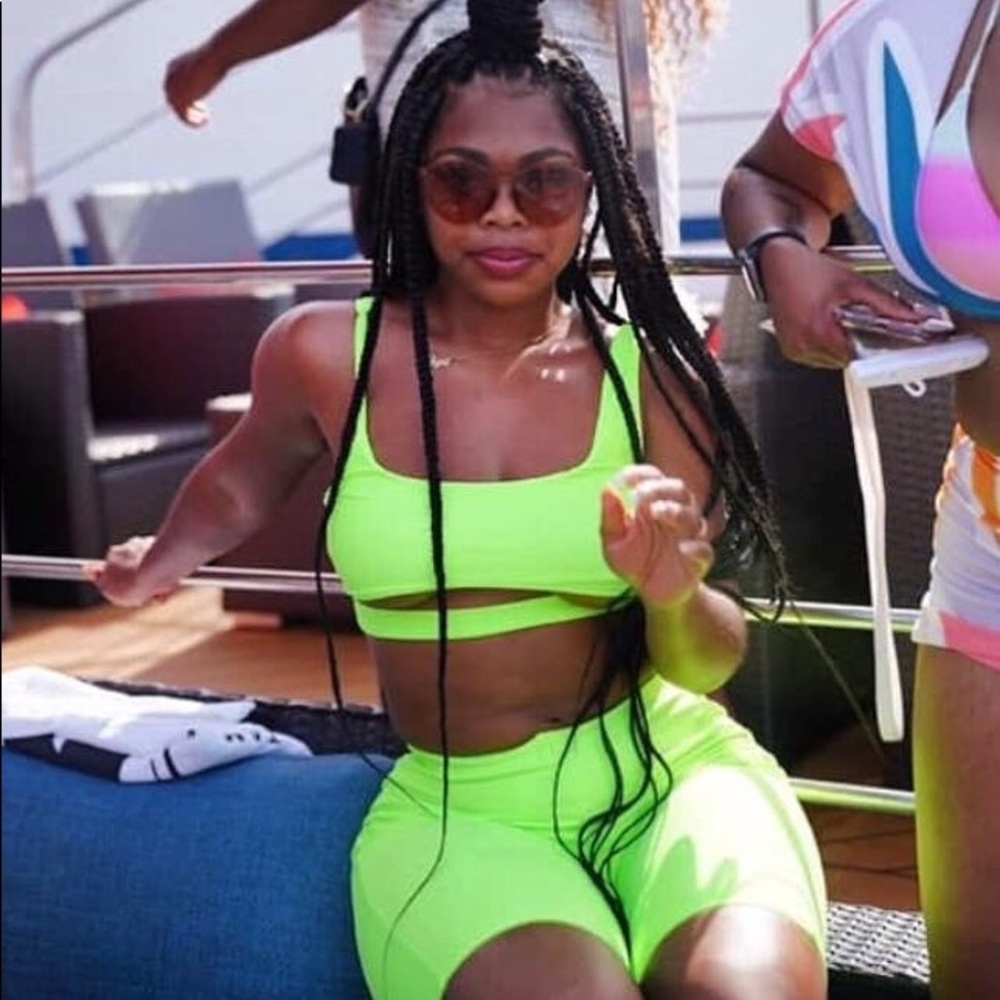 Lime biker short set